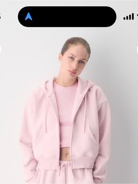 Aritzia Soft Pink Cropped Zip Hoodie & Tank Set